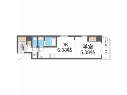 アネールエレ江戸堀(1DK/4階)の間取り写真
