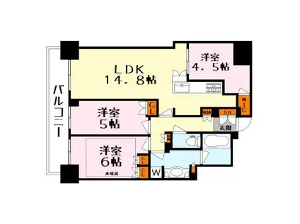 アトラスタワー草津(3LDK/23階)の間取り写真