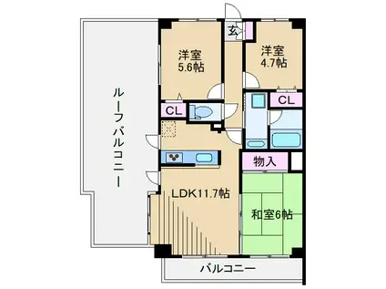 ライオンズマンション綱島東(3LDK/6階)の間取り写真