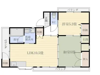 永吉2丁目マンション 2階(2LDK/2階)の間取り写真