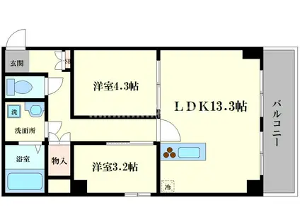 ファミール松竹(2LDK/3階)の間取り写真