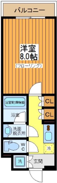 ルーブル駒沢大学参番館(1K/4階)の間取り写真