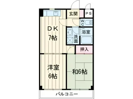 コーワレジデンス弐番館(2DK/1階)の間取り写真