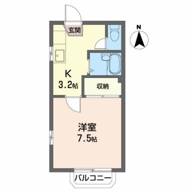 エステート南青山(1K/2階)の間取り写真