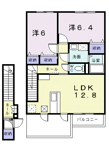 レジデンスネオ(2LDK/2階)の間取り写真