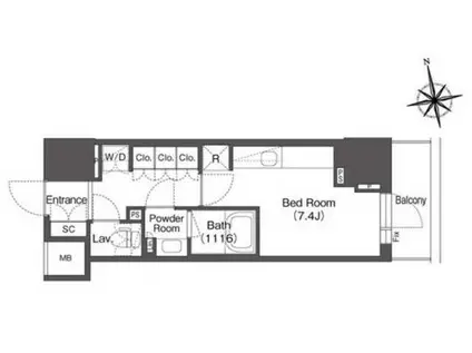 コンフォリア東上野(ワンルーム/11階)の間取り写真