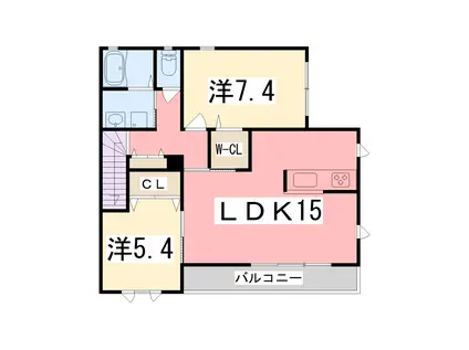 ロンド・ヴィル・ウエスト(2LDK/2階)の間取り写真