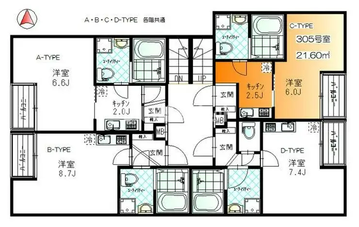 ボヌール蒲生 3階階 間取り