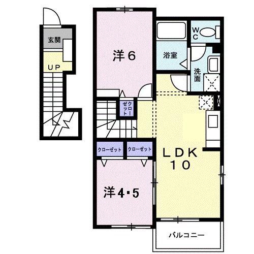 リオラドパティオA(2LDK/2階)の間取り写真