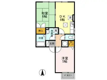 NITディアコート(2DK/1階)の間取り写真