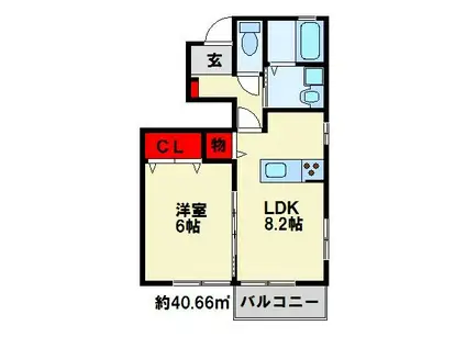 グレイス上の原(1LDK/1階)の間取り写真