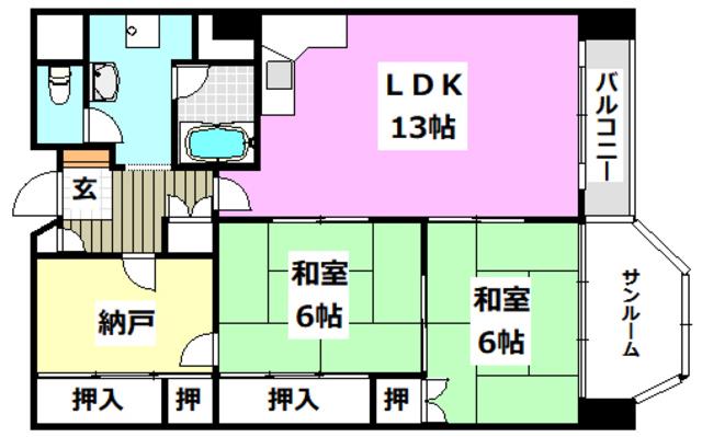 ホワイトハウス穂積(3LDK/6階)の間取り写真