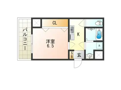 LAND GALAXY(1K/8階)の間取り写真