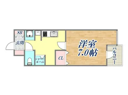 シティコア夙川(ワンルーム/4階)の間取り写真