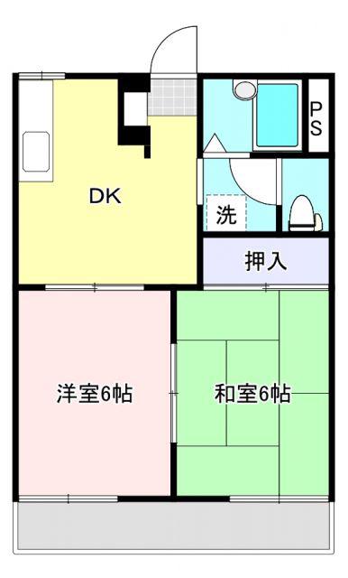 フジイハイツ(2DK/2階)の間取り写真
