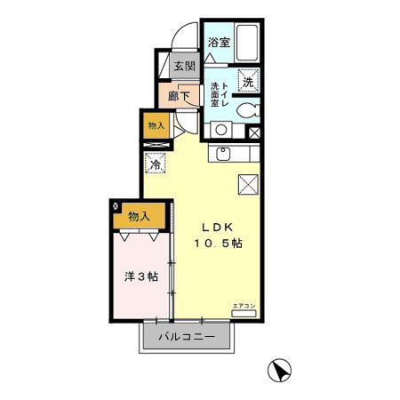 クレスト雅B棟(1LDK/1階)の間取り写真