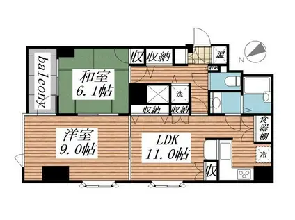 メゾン・ド・ユニヴェール(2LDK/2階)の間取り写真