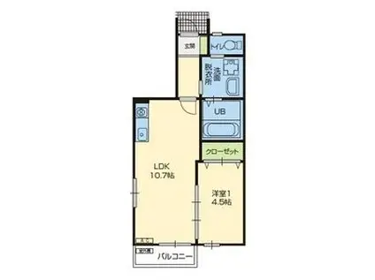 ウィステリア(1LDK/1階)の間取り写真