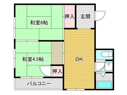 堀井マンション南館(2DK/2階)の間取り写真