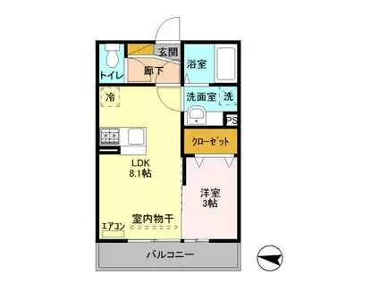 SKカンビアーレ(1LDK/1階)の間取り写真