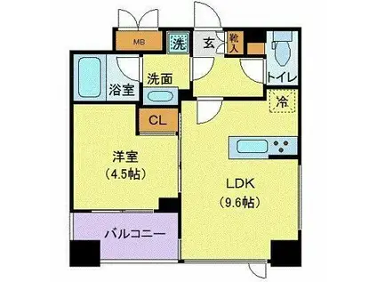 メゾンビスタ渋谷宇田川(1LDK/4階)の間取り写真