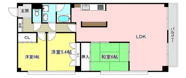 ラジュニール春日丘(3LDK/2階)の間取り写真
