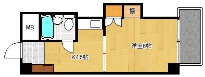中広ハウス(1K/2階)の間取り写真