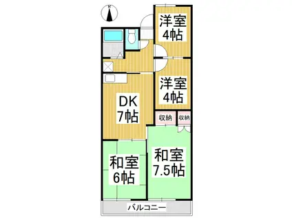 ロイヤルレジデンス六暮(4DK/1階)の間取り写真