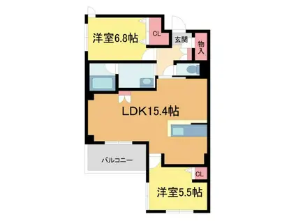 グランメゾン本山(2LDK/2階)の間取り写真