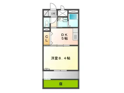 グリーンハイム三軒(1DK/1階)の間取り写真