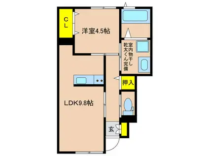 REXEII(1LDK/1階)の間取り写真
