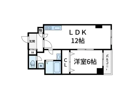 古市第三ビル(1LDK/6階)の間取り写真