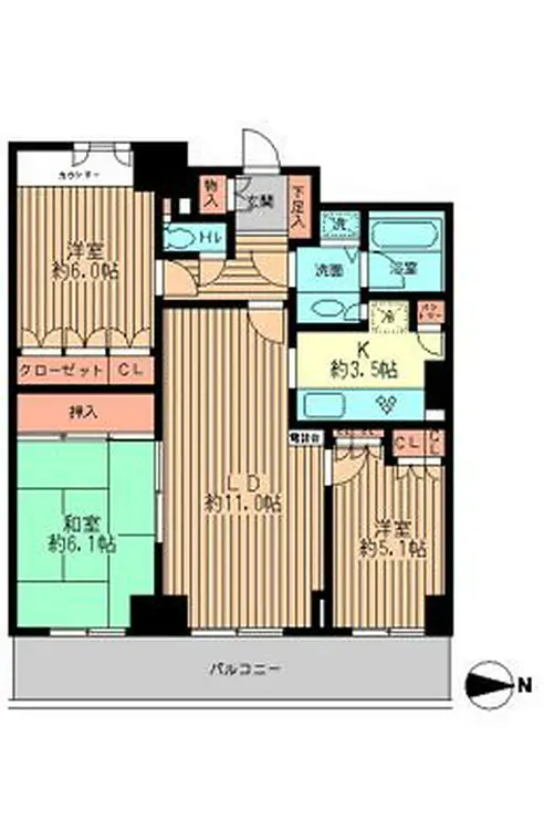 リーデンスタワー 16階階 間取り