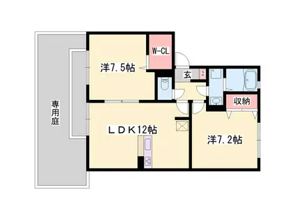 リビングタウン古坂壱番館 A棟(2LDK/1階)の間取り写真