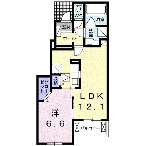 セレーノC(1LDK/1階)の間取り写真