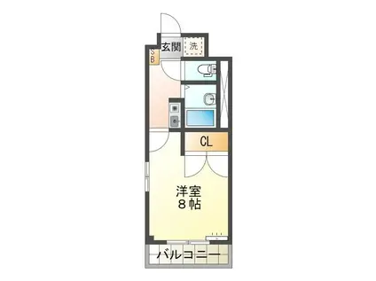 ピディエス ベルエーリー(1K/1階)の間取り写真