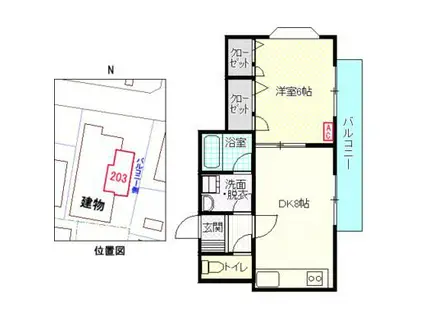 平田ビル(1DK/2階)の間取り写真