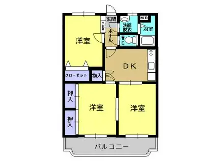 ユーミーコンフォート(3DK/1階)の間取り写真