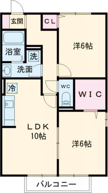 グランディール 2番館(2LDK/2階)の間取り写真