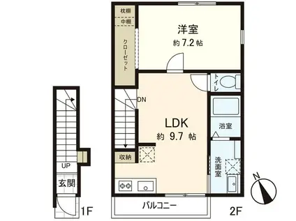 グリーンパーク南光台東(1LDK/2階)の間取り写真