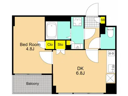 ブランシエスタ品川大井町パークエッジ(1DK/4階)の間取り写真