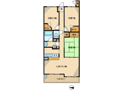 ニューロシティブリーズコートD棟(3LDK/8階)の間取り写真