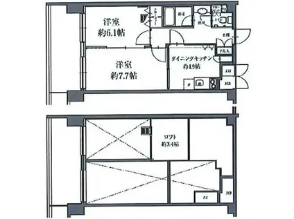 HF駒沢公園レジデンスタワー(1LDK/1階)の間取り写真