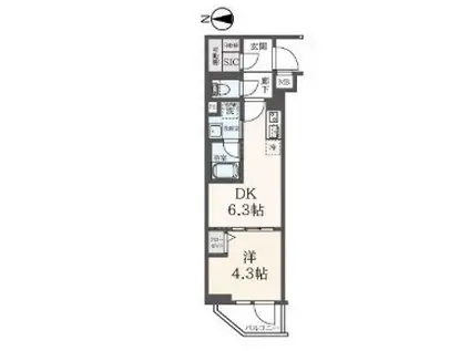ハーモニーレジデンス東新宿(1DK/2階)の間取り写真