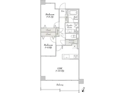 ルミークアン本郷(2LDK/7階)の間取り写真