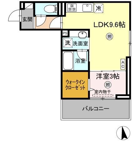 D-ROOM西町(1LDK/3階)の間取り写真