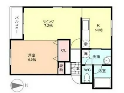 プライム1(1LDK/1階)の間取り写真