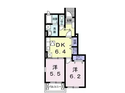 グレイスA(2DK/1階)の間取り写真