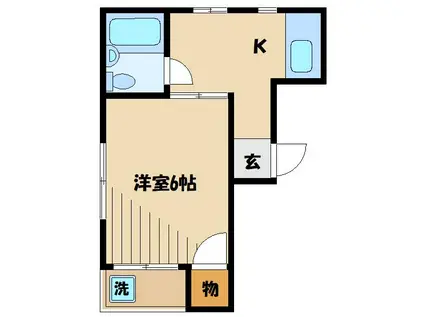 ツリートップス(1K/2階)の間取り写真