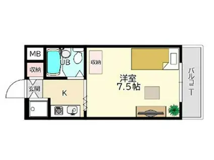 ジョイフル塚口(1K/3階)の間取り写真